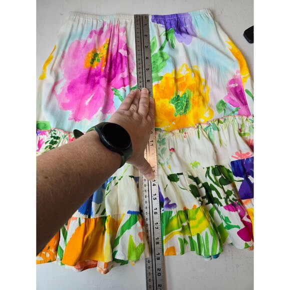 Jams World Sky Flower Ruffle Tiered Skirt Multicolor Art to Wear Boho Summer - Picture 9 of 9